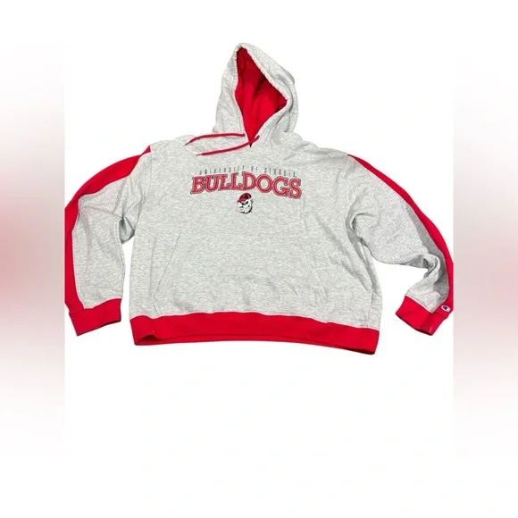 Vintage University of Georgia bulldog Champion White and Red sweatshirt hoodie - Picture 3 of 8